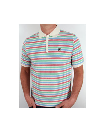 Fila Vintage Paradocks Gestreiftes Poloshirt Gardenia/Rot/Grün