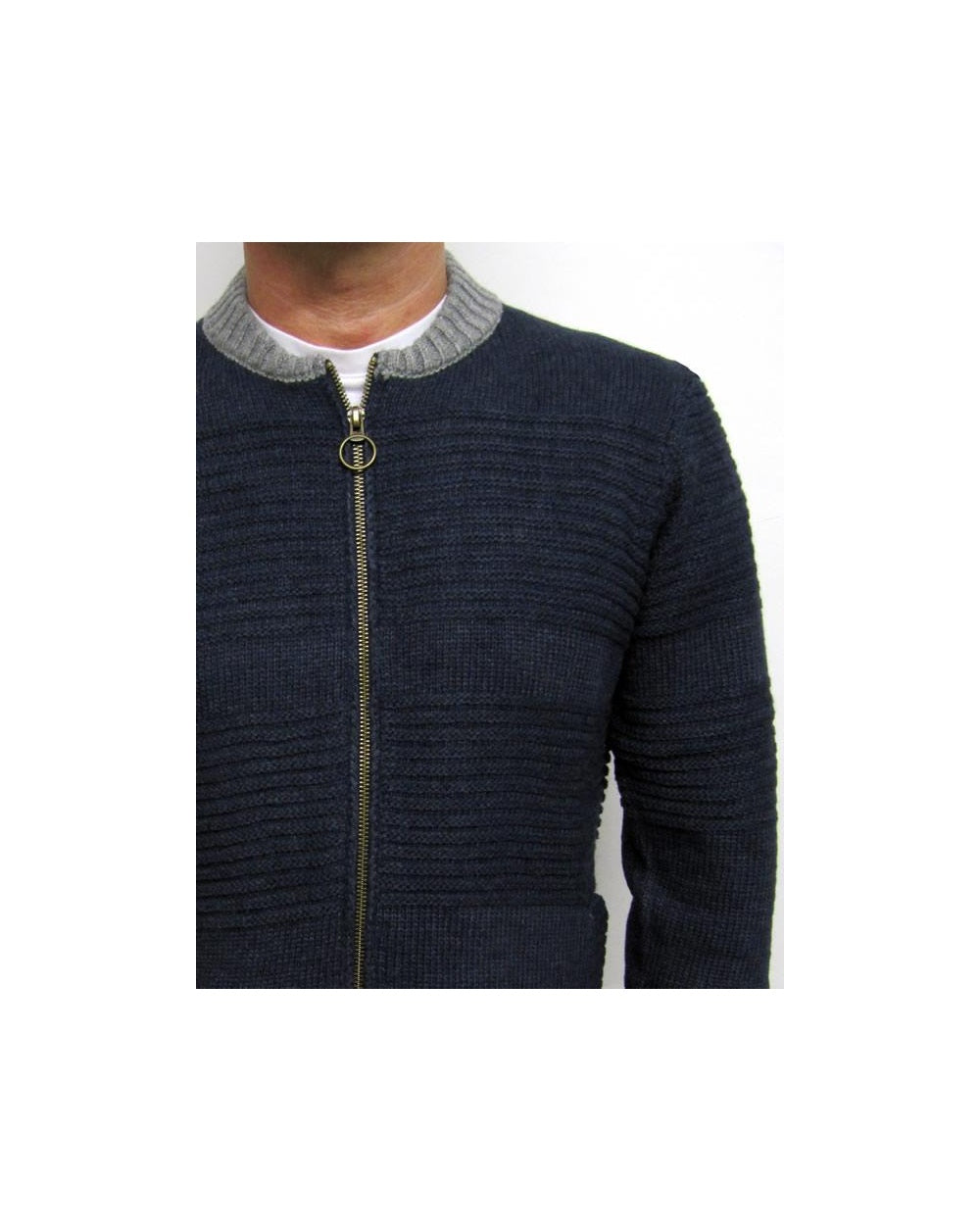 Bellfield Baffin Strickpullover mit Reißverschluss, Marineblau