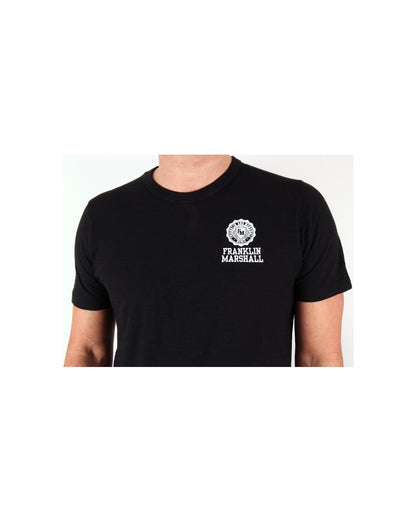 Franklin And Marshall T-Shirt Circle Logo Schwarz Meliert