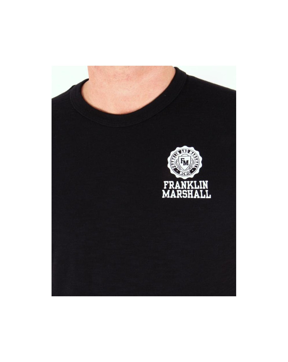 Franklin And Marshall T-Shirt Circle Logo Schwarz Meliert