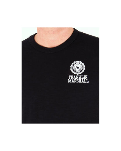 Franklin And Marshall T-Shirt Circle Logo Schwarz Meliert
