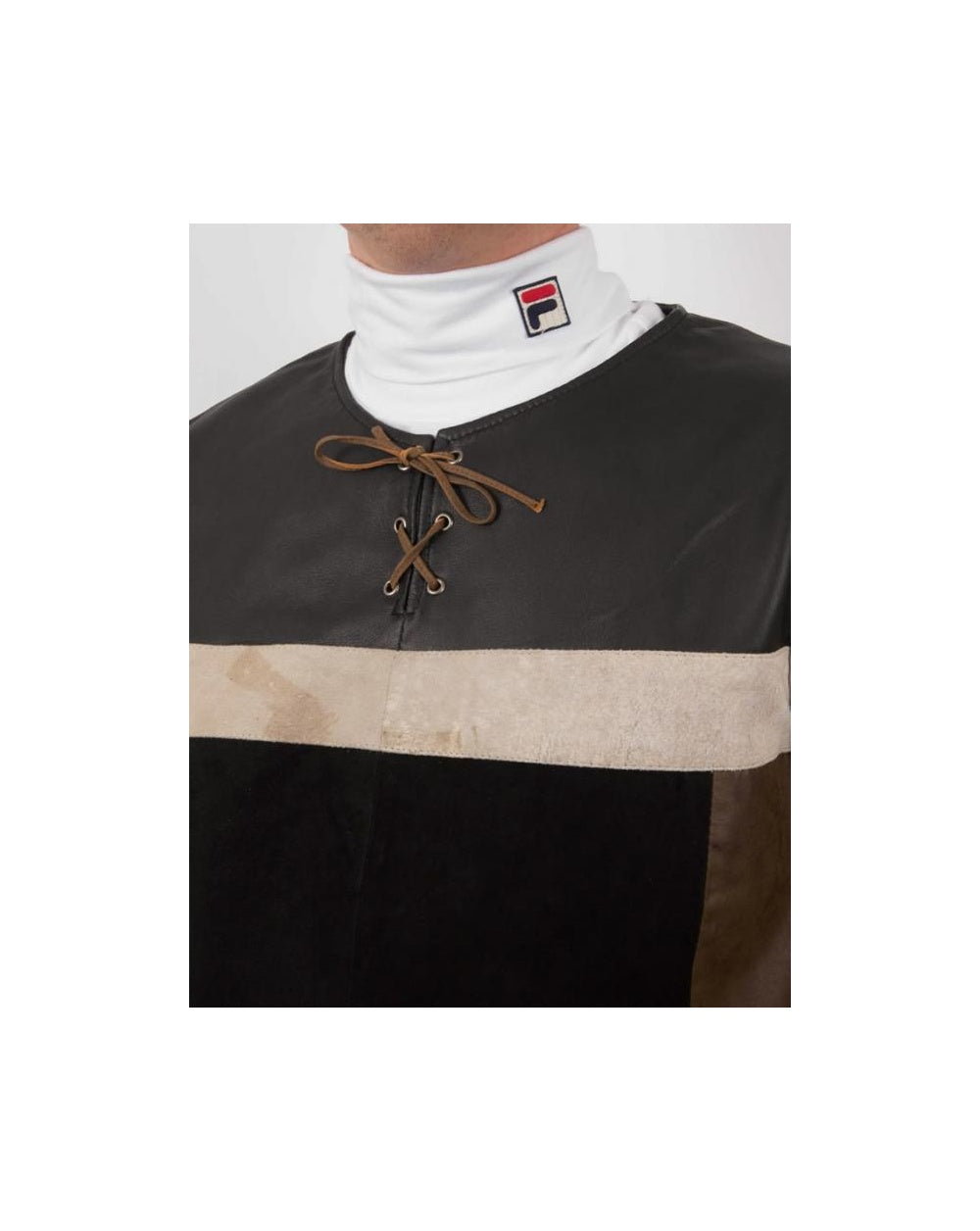 80er Casual Classics Patchwork Lederjacke - Wildleder und Leder Braun