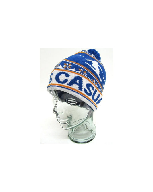 80s Casuals Ski Pom Pom Beanie Königsblau/Weiß/Orange