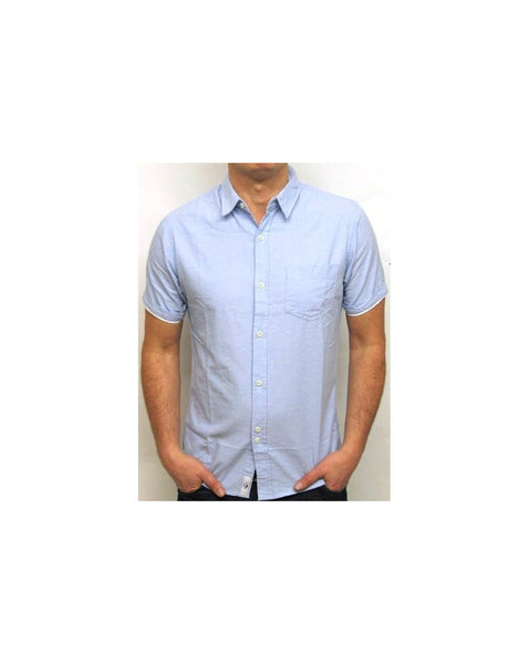 Bellfield Short Sleeve Chambray Shirt Sky Blue