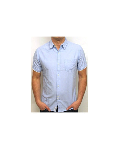 Bellfield – Chambray-Hemd mit kurzen Ärmeln, Himmelblau