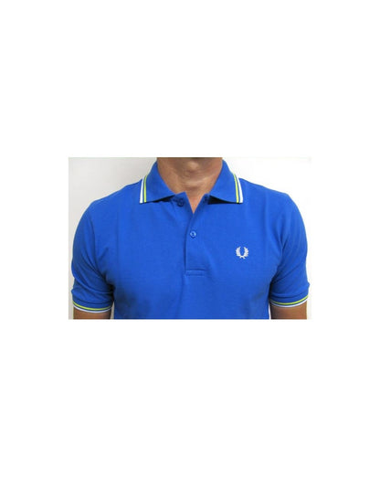 Fred Perry Twin Tipped Poloshirt Kobalt/Weiß/Gelb 