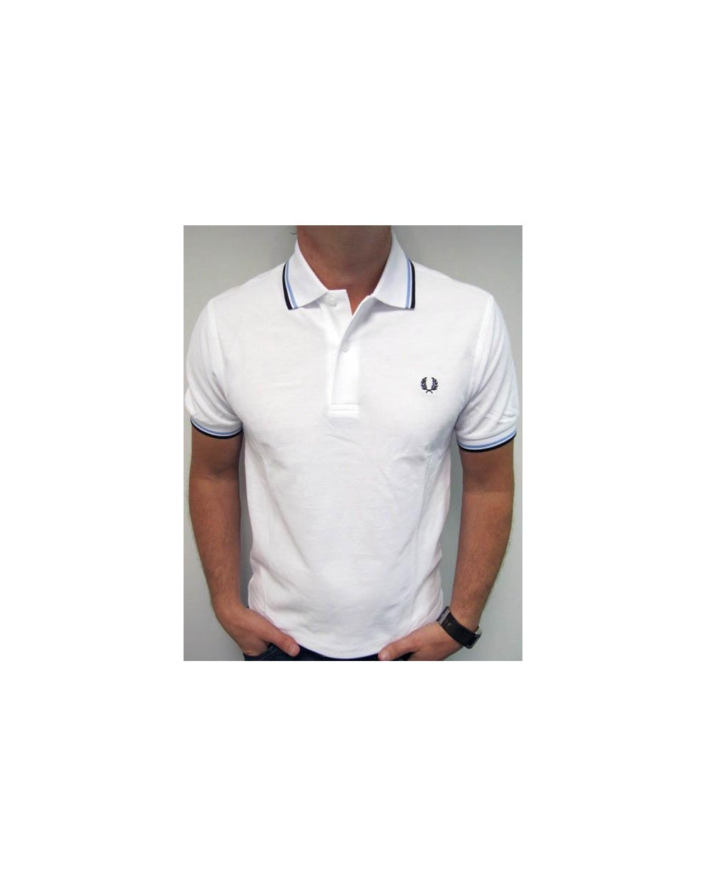 Fred Perry Twin Tipped Poloshirt Weiß/Himmelblau/Marineblau