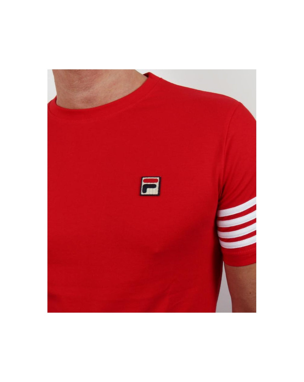Fila Vintage 4-Streifen-T-Shirt Rot