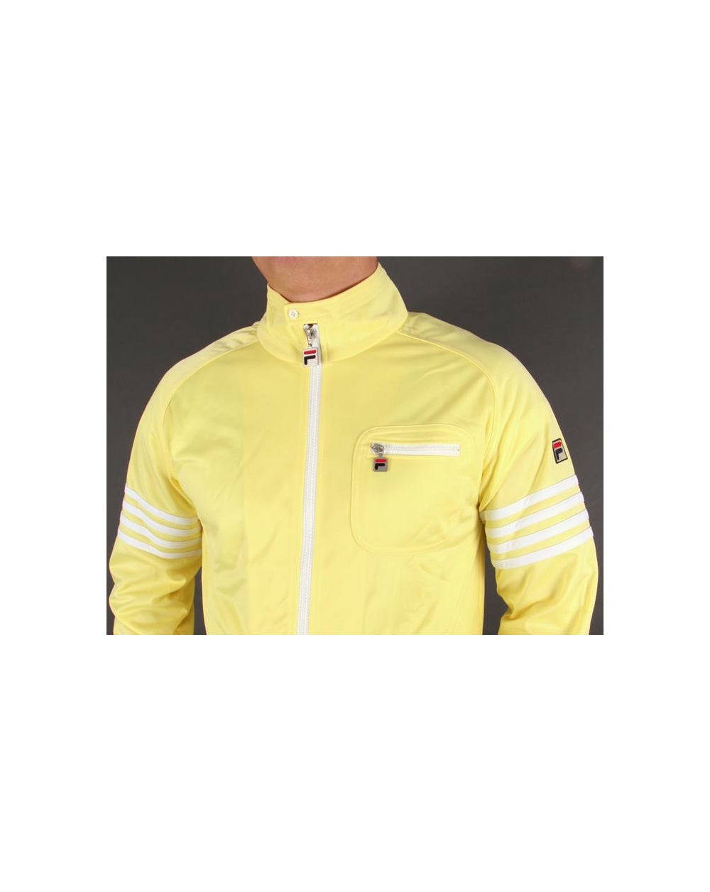 Fila Vintage 4-Streifen-Trainingsjacke Gelb/Weiß 