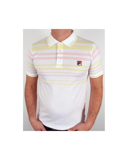 Fila Vintage Geeza Point Poloshirt Weiß/Rosa/Gelb 