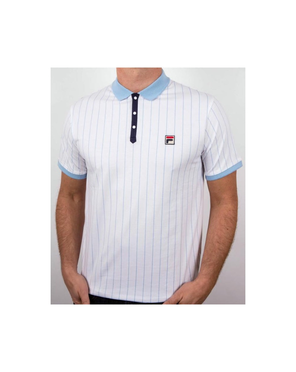 Fila Vintage Mk1 Settanta Poloshirt Weiß/Himmelblau/Marineblau 