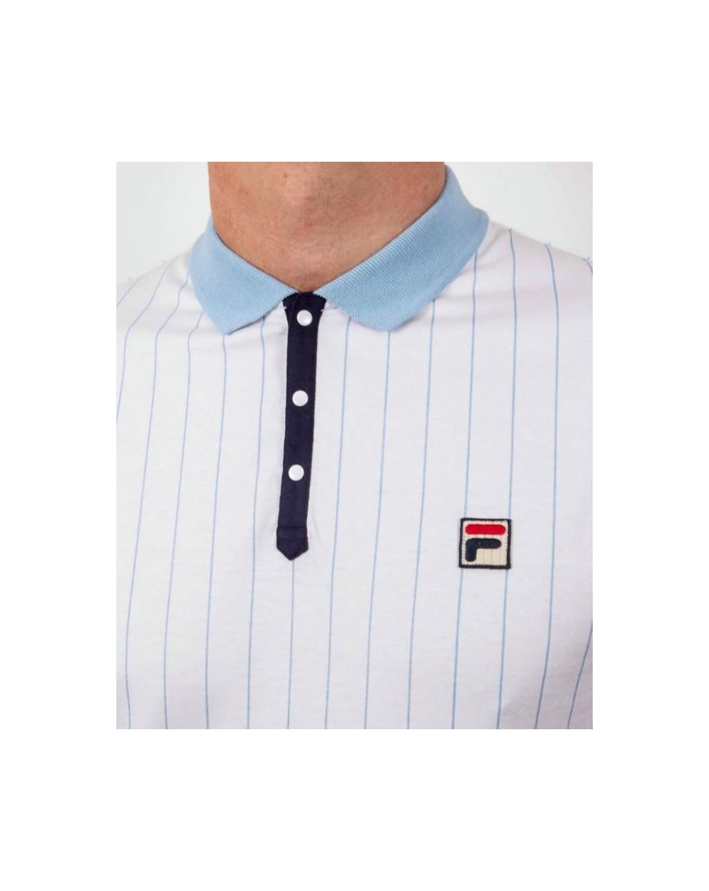 Fila Vintage Mk1 Settanta Poloshirt Weiß/Himmelblau/Marineblau 
