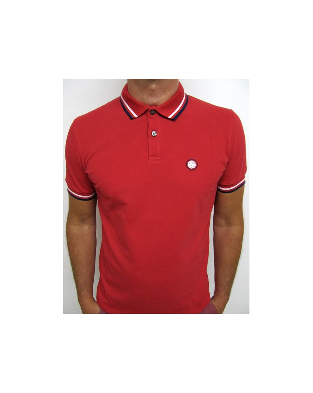 Pretty Green Poloshirt mit Streifen in Rot