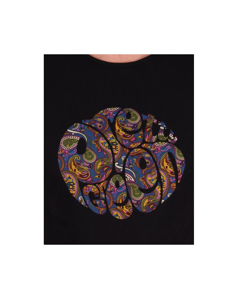 Pretty Green – T-Shirt mit Paisley-Logo in Schwarz