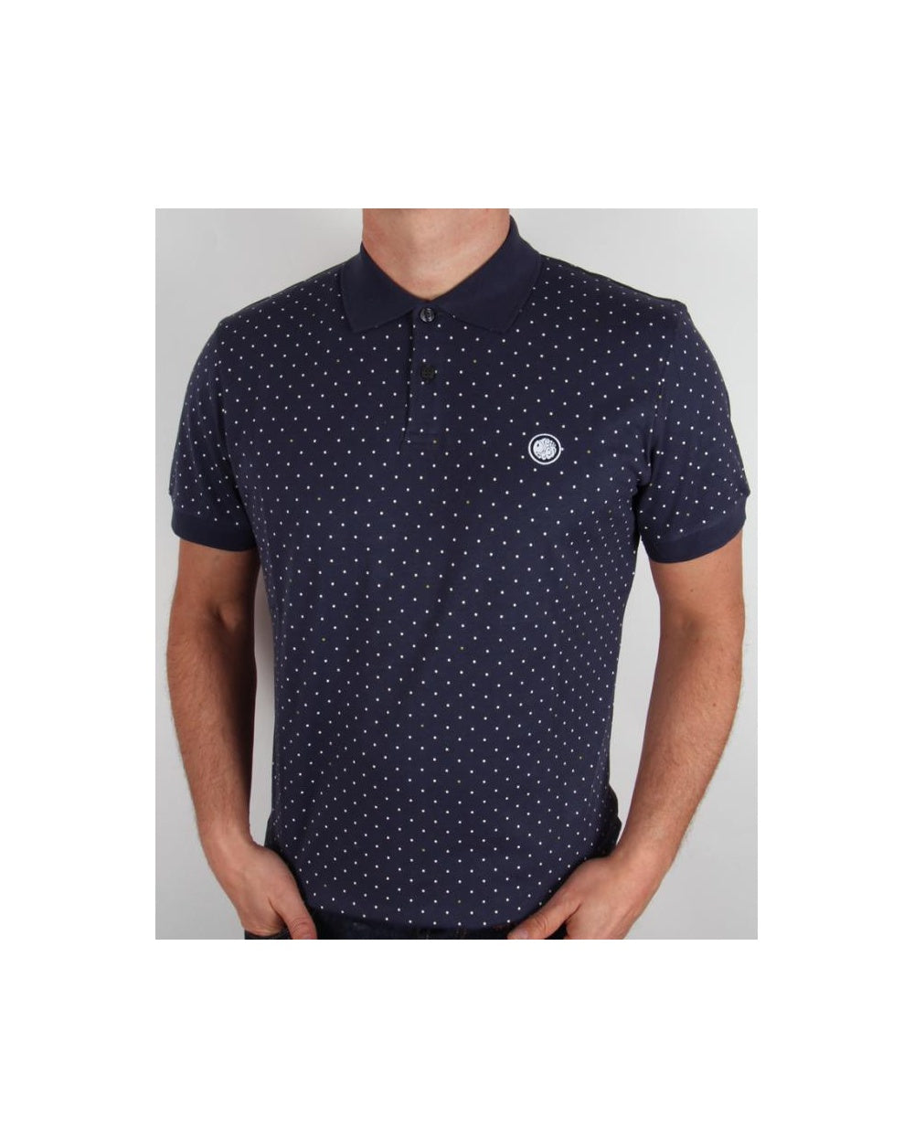 Pretty Green – Poloshirt mit Punkten, kurzärmlig, Marineblau