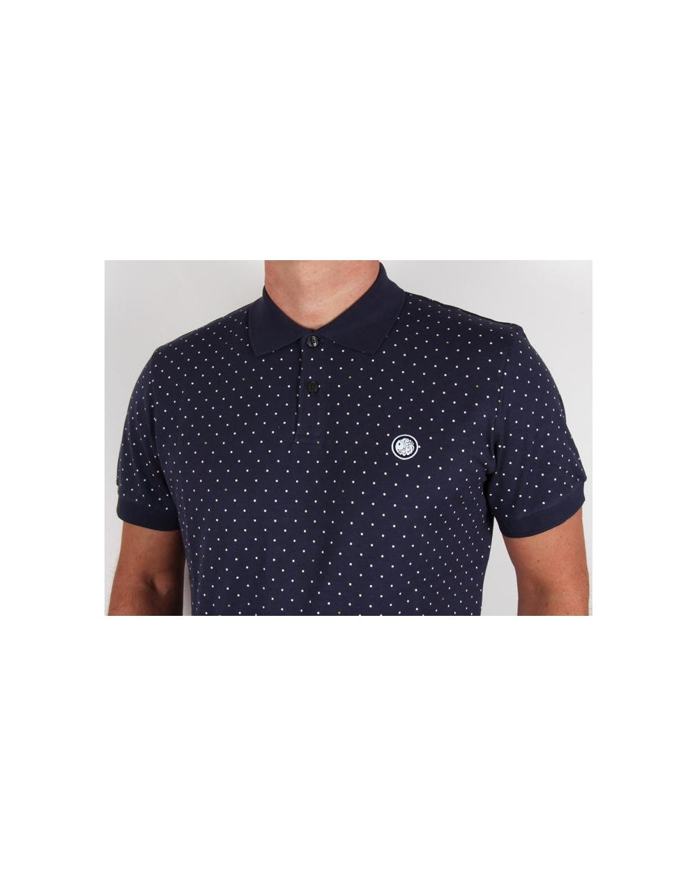 Pretty Green – Poloshirt mit Punkten, kurzärmlig, Marineblau