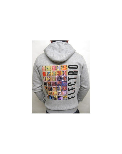 Kapuzenpullover mit durchgehendem Reißverschluss und Print „Street Sounds“ in Grau