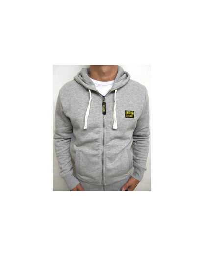 Kapuzenpullover mit durchgehendem Reißverschluss und Print „Street Sounds“ in Grau