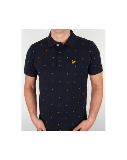 Lyle And Scott Archive Poloshirt mit Mikrodruck, Marineblau