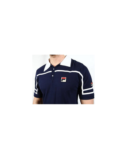 Fila Vintage Sertorio Poloshirt Marineblau/Weiß