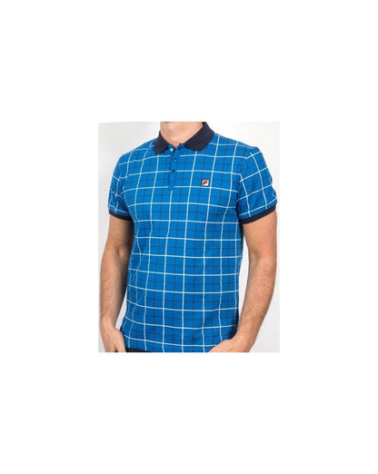 Fila Vintage Settimo Windowpane Poloshirt Französisch Blau