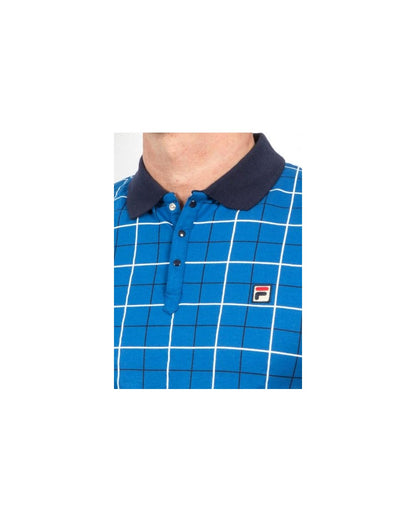 Fila Vintage Settimo Windowpane Poloshirt Französisch Blau