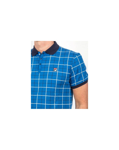 Fila Vintage Settimo Windowpane Poloshirt Französisch Blau