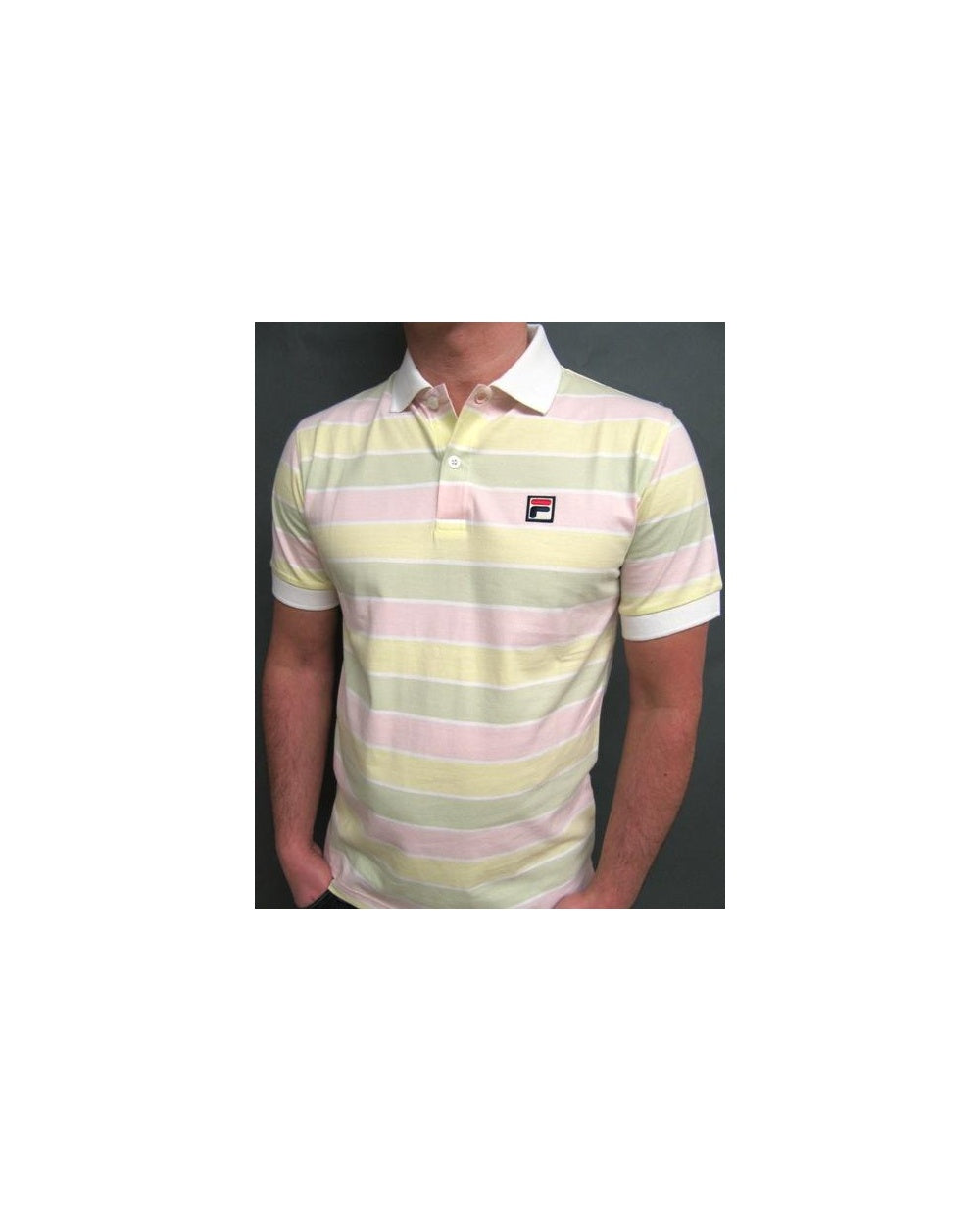 Fila Vintage Smuggler Poloshirt mit Streifen Weiß/Gelb/Pink/Grün
