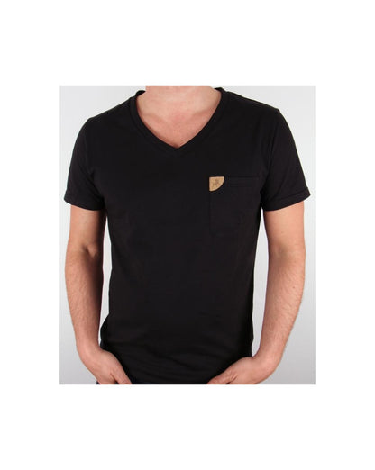 Lois T-Shirt mit V-Ausschnitt und Tasche in Schwarz