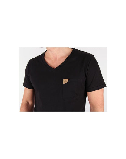 Lois T-Shirt mit V-Ausschnitt und Tasche in Schwarz