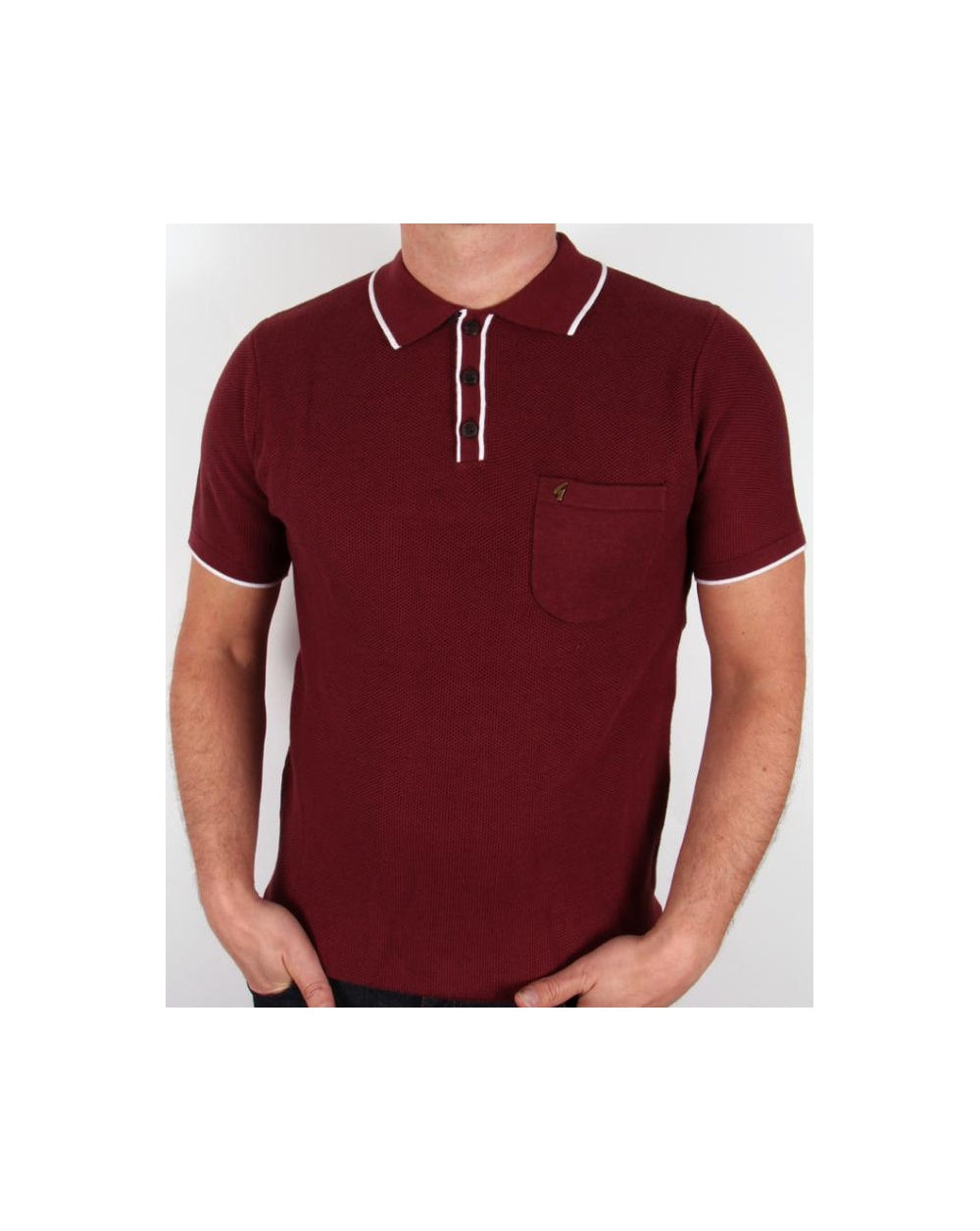Gabicci Vintage Waffelstrick-Poloshirt Port