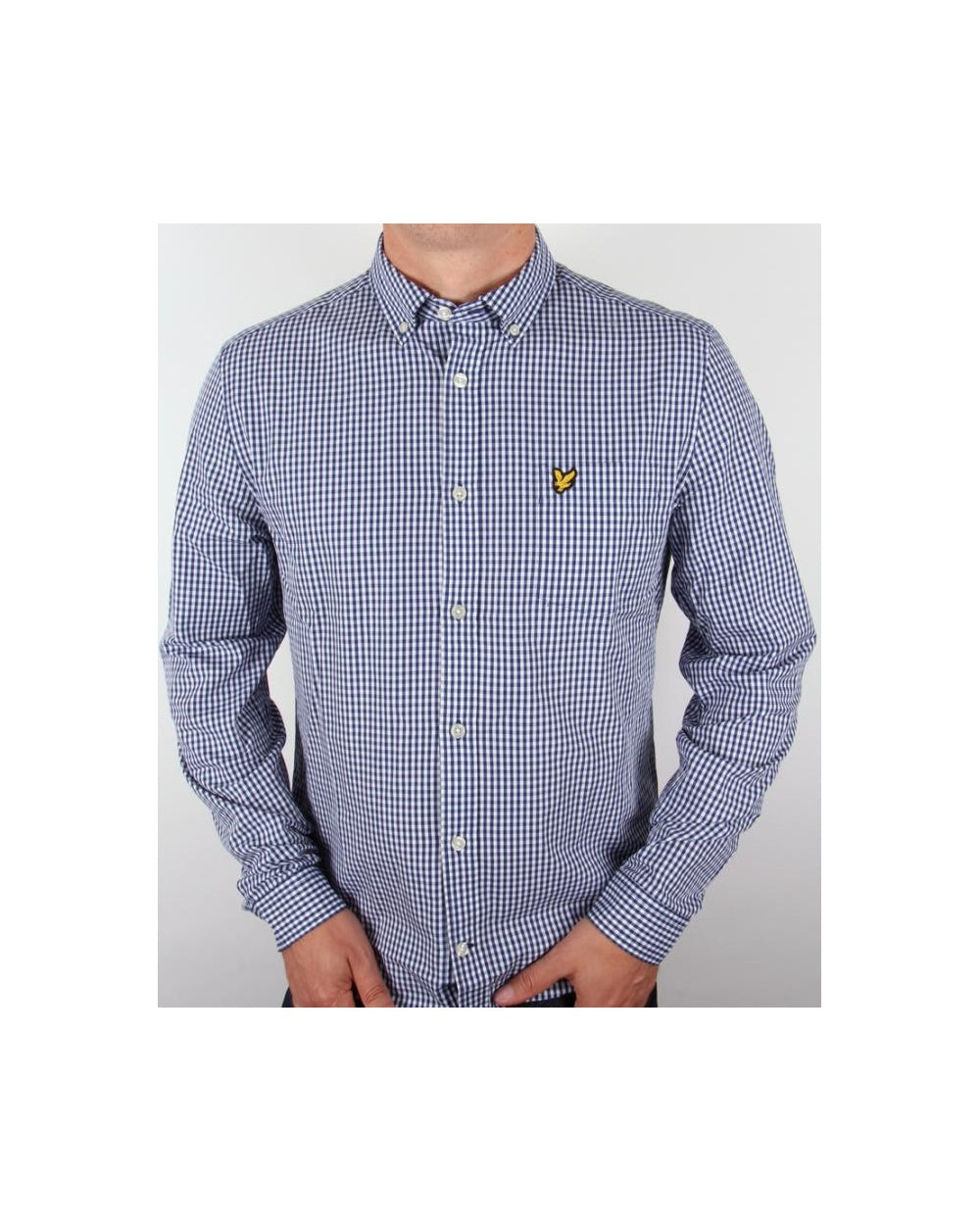 Lyle And Scott – Langärmliges Hemd mit Vichy-Karomuster, Admiralblau