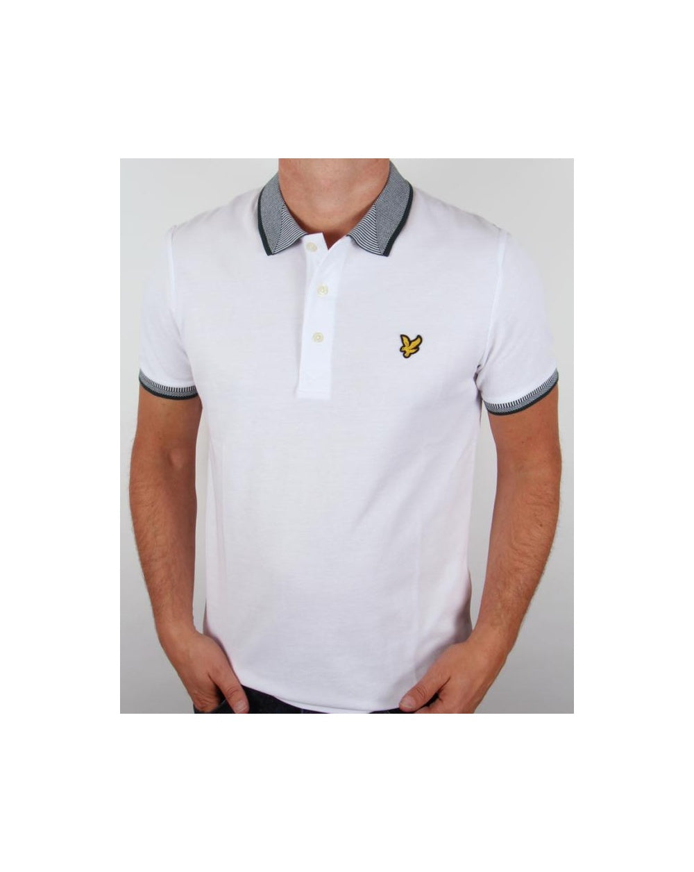 Lyle And Scott Oxford Poloshirt mit Jacquard-Kragen in Weiß