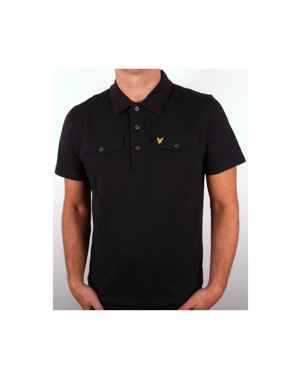 Lyle And Scott Poloshirt mit Ziertasche, kurzärmlig, Schwarz
