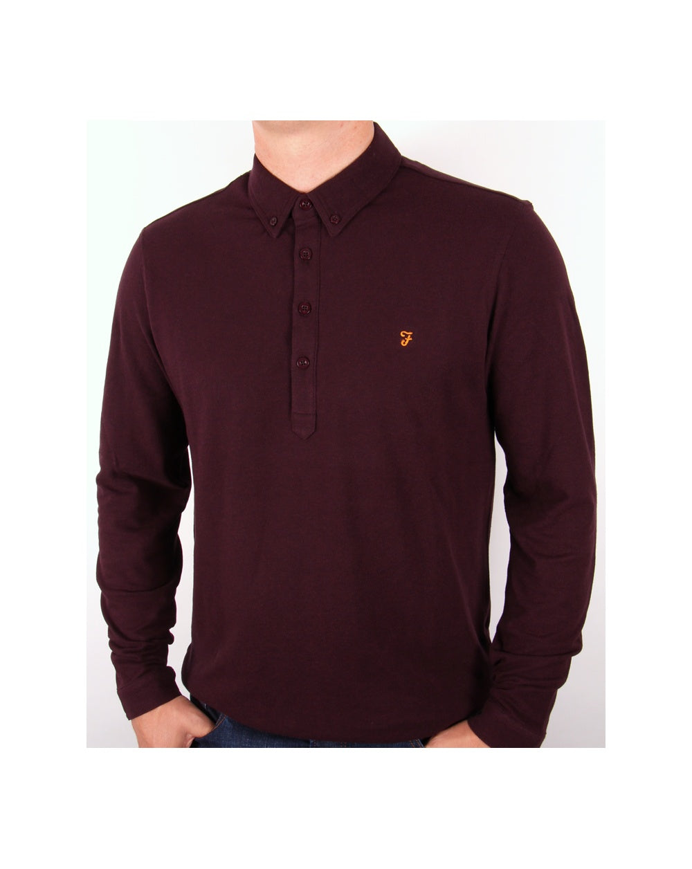 Farah – Merriweather – Poloshirt in Burgunderrot