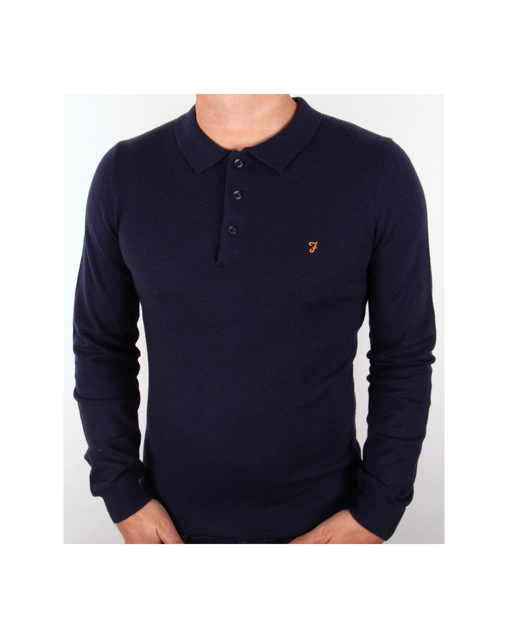 Farah Affery Strickpolohemd Marineblau