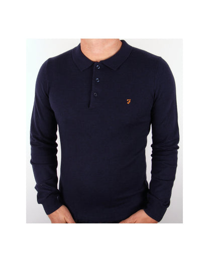 Farah Affery Strickpolohemd Marineblau