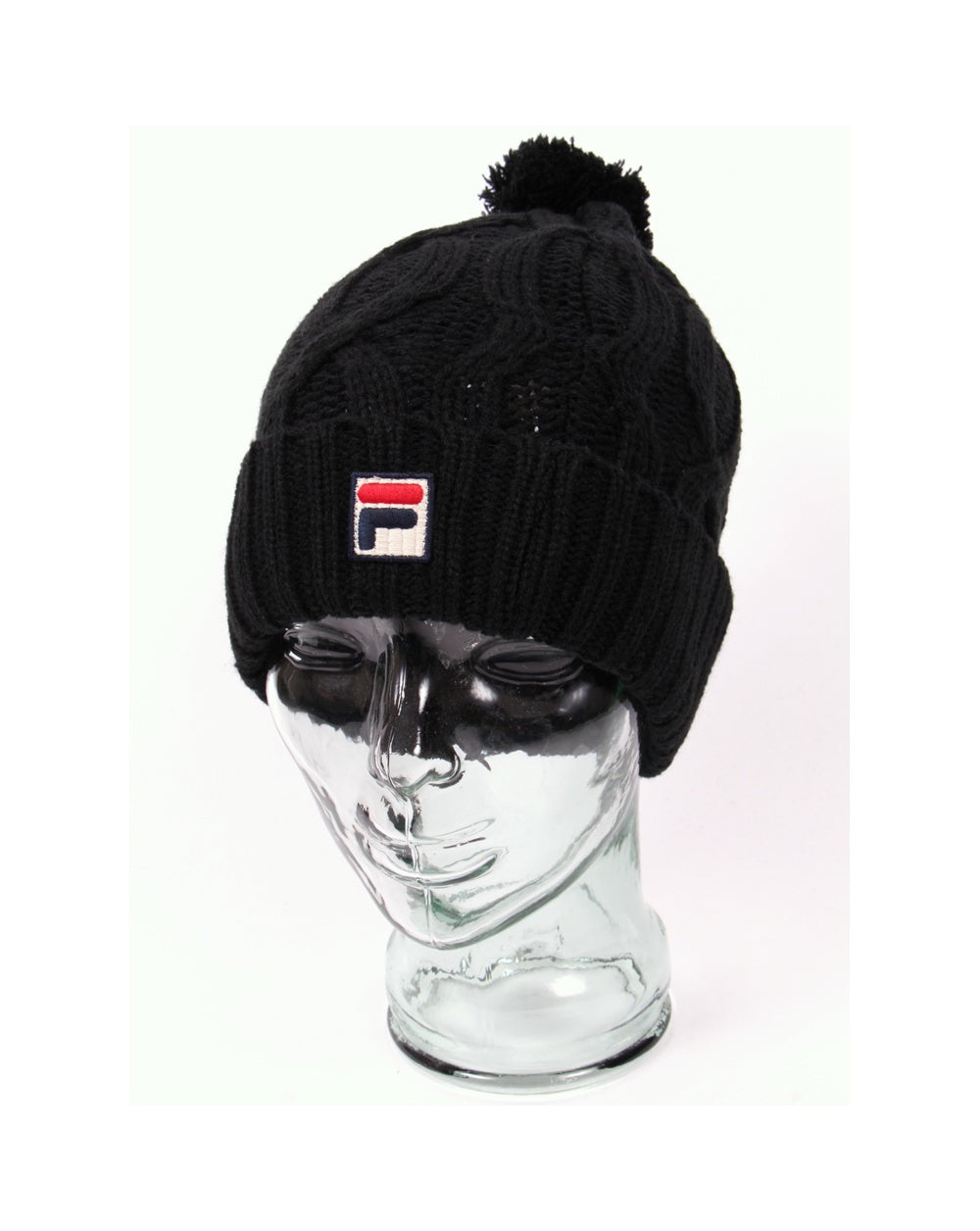 Fila Vintage Calapai – Gestrickte Ski-Bommelmütze in Schwarz