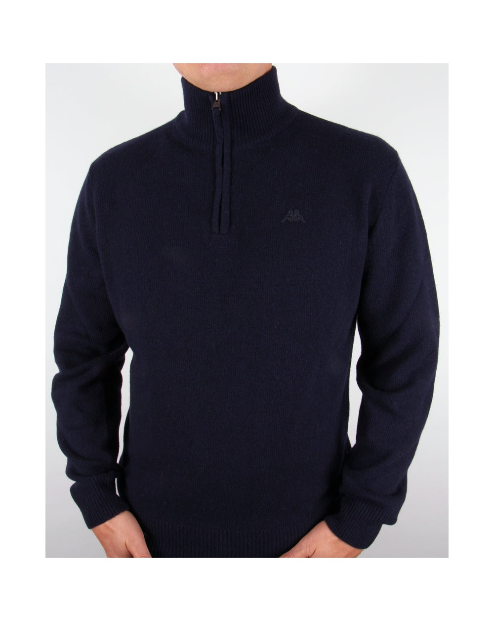 Robe Di Kappa – Pullover aus Lammwolle mit halbem Reißverschluss, Marineblau