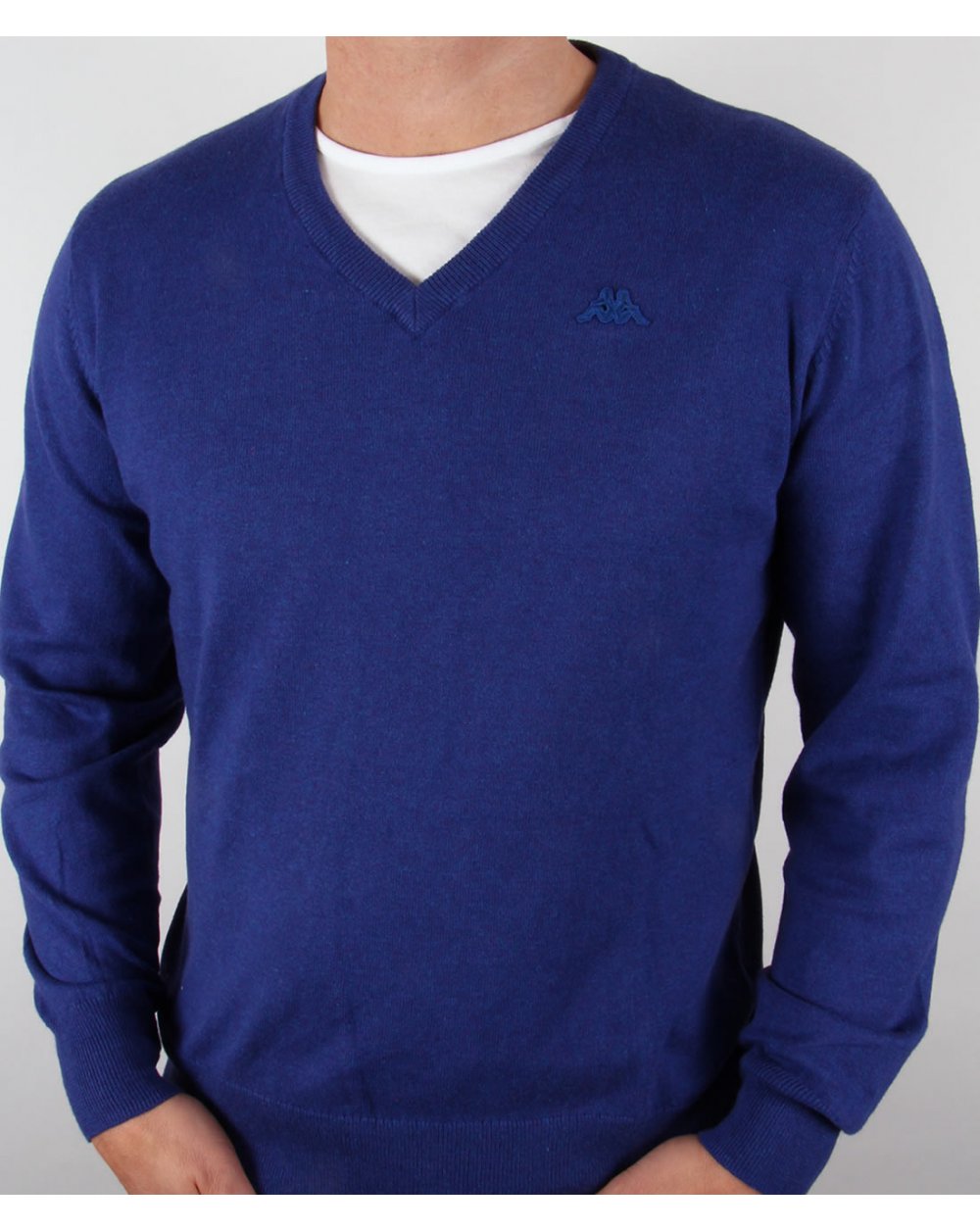 Robe Di Kappa Baumwoll-Kaschmir-Pullover mit V-Ausschnitt, dunkles Königsblau