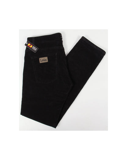Lois Santiago – Regular Slim Taper Fit Cordhose in Schwarz