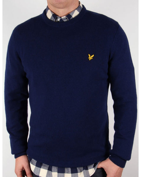 Lyle And Scott Lambswool Crew Neck Jumper Navy Blue