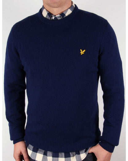 Lyle And Scott – Rundhalspullover aus Lammwolle in Marineblau