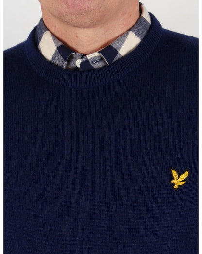 Lyle And Scott – Rundhalspullover aus Lammwolle in Marineblau