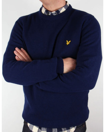 Lyle And Scott – Rundhalspullover aus Lammwolle in Marineblau