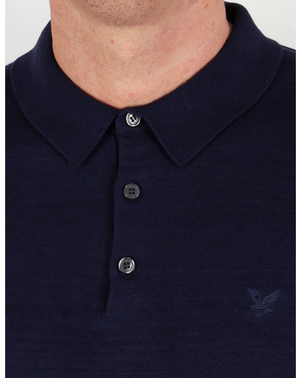 Lyle And Scott Strick-Poloshirt aus merzerisierter Baumwolle, langärmlig, Marineblau