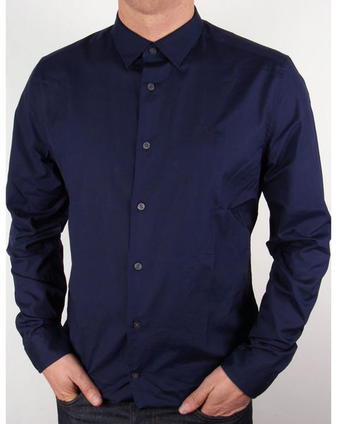 Lyle And Scott Tonal Badge L/s Poplin Shirt Navy Blue