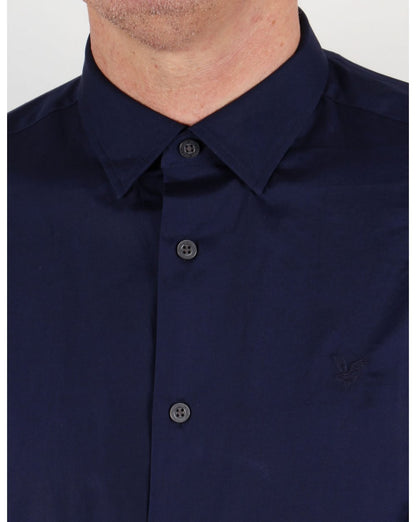 Lyle And Scott – Langärmliges Popeline-Hemd mit Tonal Badge, Marineblau