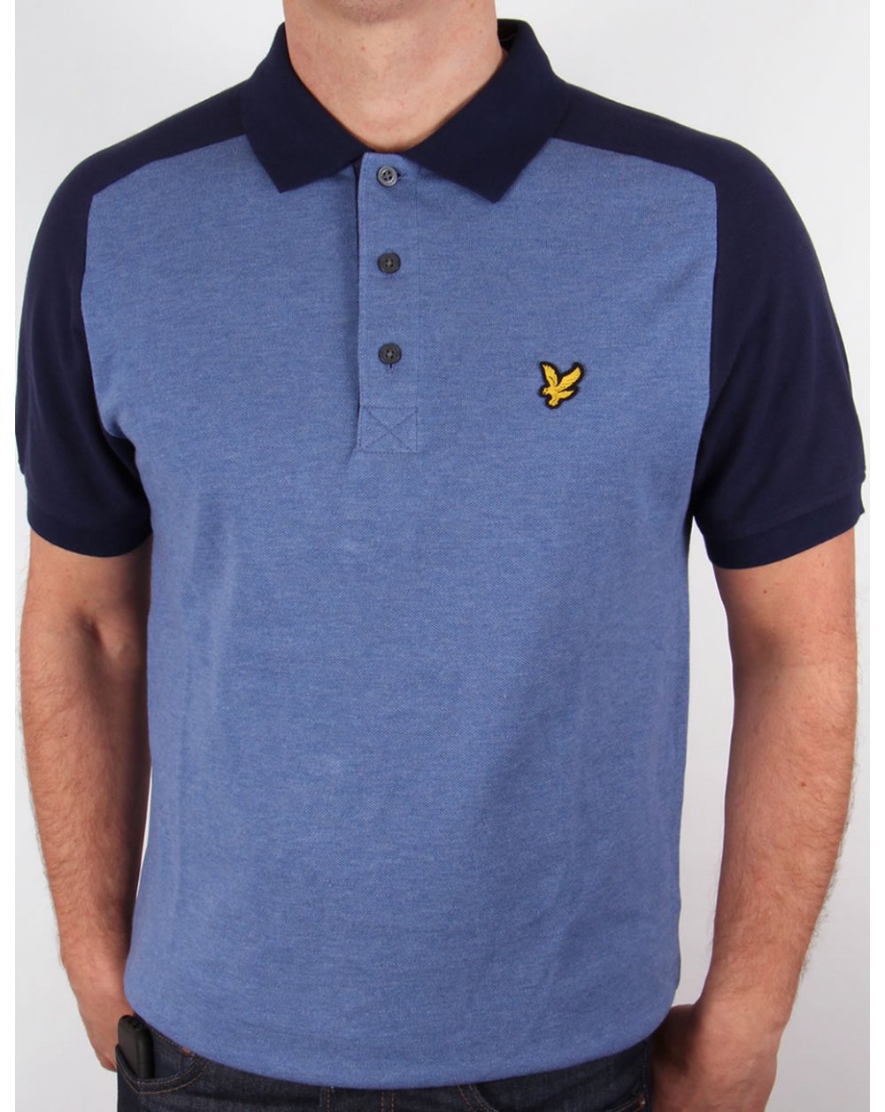 Lyle And Scott – Poloshirt mit Sattelschulter, Marineblau meliert