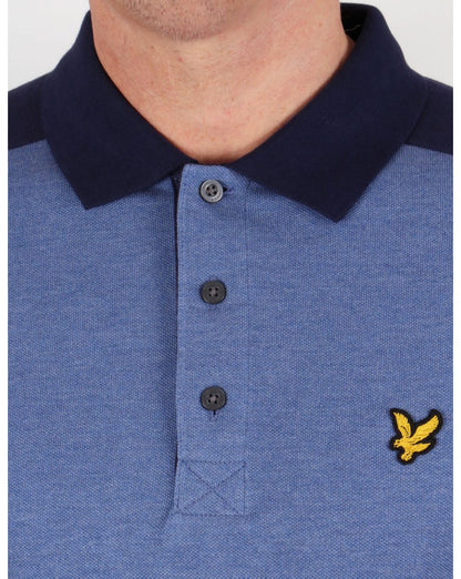 Lyle And Scott – Poloshirt mit Sattelschulter, Marineblau meliert
